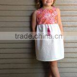 Fashion Printed Beach Girl Dress Of 9 Years Old With Front Tassel thumbnail-1