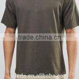 Men Cheap Plain Boat Neck Longline Army Green T-shirt Wholesale thumbnail-3