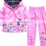 Zm50342b Wholesale Girls Suit Autumn Winter Jacket Lovely Flower Rain Proof Children Clothing Sets thumbnail-2