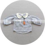 S17735A Autumn Spring Baby Girls Checked Ruched Collar Blouses thumbnail-5