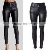 EY0211P Pants Fashion Women Bottoms Black PU Leather Slim Pant thumbnail-1