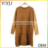 Clearance Cheap Lady Winter Loose Long Sleeve Pocket Knitted Sweater Pullover thumbnail-1