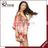 Silk Satin Floral Robe Kimono Robes Bath Robe Custom Made Japan Kimono Robe LF003 thumbnail-1