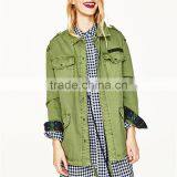 2017 OEM New Design Stylish Forest Green Spread Collar Jacket thumbnail-2