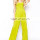 2015 Sexy One Piece Yellow Printing Jumpsuit With Wide Leg for Summer Beach Custom Korean Style Free Size thumbnail-1