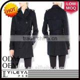 2015 Latest Double-breasted Black Casual Women Summer Cotton Coat thumbnail-1