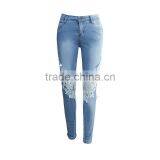 Jeans 2017 Latest Design With Lace Patchwork Women Jeans Pants thumbnail-4