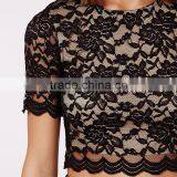 Women's Summer Rose Pattern Crop Top Shirt With Slit Long Skirt Suits thumbnail-4
