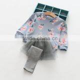 Autumn New Style Flower Printing Tops and Tutu Culotte Girls Boutique Clothing Set thumbnail-5
