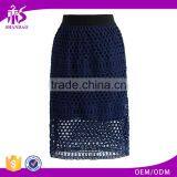 2016 Guangzhou Shandao New Arrival Summer Fashion Design Plain Dyed Navy Knee Length Net Cotton Skirt Women thumbnail-1