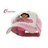 Cotton Childrens Baseball Caps , White Pink Dora Baseball Cap