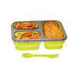 OEM Healthy Durable Collapsible Silicone Lunch Box With Fork And Spoon thumbnail-1