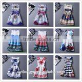 Multi Color Girl Flower Printed Princess Holiday Dress/ Girl Sleeveless Knee Length Princess Dress/new Design Girl Printed Dress thumbnail-1