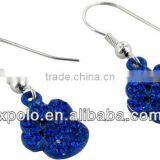 Silver Tone/Blue Crystal/Petite Paw Print//Fish Hook Style/0.75" Drop Earrings thumbnail-1
