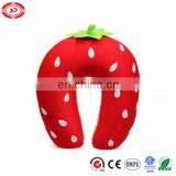 Red strawberry soft Lycra cotton fabric soft stuffed neck pillow