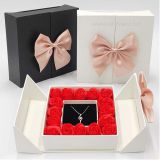 Custom Double Layer Necklace Jewelry Packaging Gift Box With Preserved Flower  Gift Box Drawer Jewelry Box