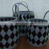 Cross Pattern Foldable Felt Knitted Storage Basket Clothing Book Kid's Toy Laundry Nursery Storage Bin With Handles thumbnail-4