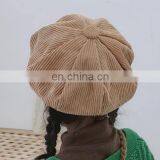 Baby Beret Winter Children Octagonal Hat Korean Girl Beret Boy Corduroy thumbnail-2