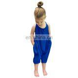Baby Summer Backless Solid Rompers Kids Toddler Girls Sleeveless Jumpsuits Playsuit Harem Trouser for 0-7T thumbnail-4