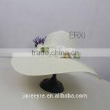 Wholesale Laidies Design Summer Paper Straw Panama Hat With Flower Garland thumbnail-6