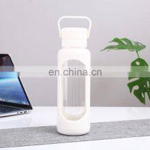 Large Capacity 25 OZ Custom Logo Glass Crystal Water Bottle With Plastic Bottle Sleeve Drinking Hot Water Bottles thumbnail-1