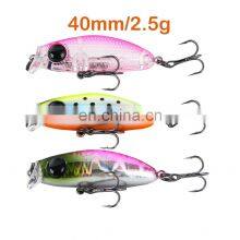 JOHNCOO Custom Fishing Lure Packaging 40mm 2.5g Lure Hooks Artificial Hard Minnow Fishing Lures thumbnail-3