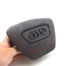 For Audi A6 C8 Alcantara Leather Steering Wheel Airbag Cover Trim Cover White/Black/Red Stitching thumbnail-4