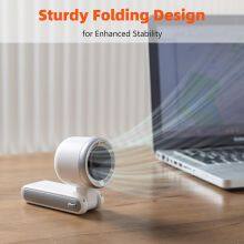 Foldable Handheld Turbo Fan With LED Display - USB Rechargeable, 5 Speeds, 1800mAh Battery, Ultra-Quiet Portable Fan for Travel thumbnail-5