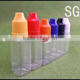 plastic reagent bottle, 10ml 15ml PET bottle, square PET bottle with childproof cap