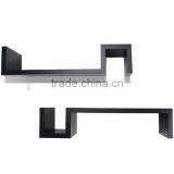 Set of 2 Black Decorative Display Storage Wooden Wall Floating Shelf Rack thumbnail-1