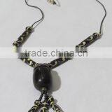 Handmade Bone Horn Charm Necklace Tribal Art Beaded Jewelry thumbnail-2