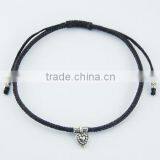 Macrame Bracelet With Small Silver Heart Charm thumbnail-1