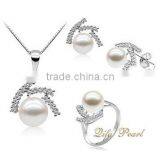 2013 Fashional 925 Sterling Silver Set With Fresh Water Pearl and CZ thumbnail-1