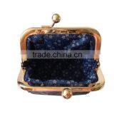 Flower Print Faux Leather Retro Coin Purse With Metal Clip thumbnail-4