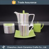 Eco-friendly porcelain stripe decal russian tea set