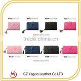 Plaid Thread Women Pure Leather Wallet With Photo Pocket thumbnail-1