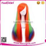 Oblique Bangs Very Long Straight Hair Cute Cosplay Wig