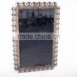 Rectangle Metal Mirror With Anqitue Golden Finish