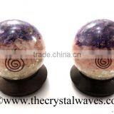 Rose Amethyst Crystal Chips Layered Orgone Ball / Sphere thumbnail-1