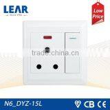 N6 Series Wall Switch 15A 1 Gang Switched Round-pin Socket With Neon