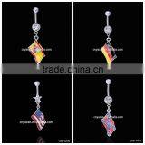 Flag Of USA Puerto Rico Etc Epoxy Dangle Flat Navel Belly Rings Navel Jewelry thumbnail-1