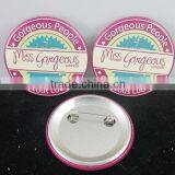 Advertisement and Promotional Tin Bottom Badge With Safety Pin