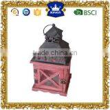 Red Color Wood Lantern Cross Frame Iron Top thumbnail-1