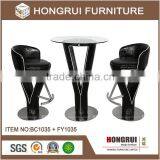 2016 new design high top bar table and chair,used home bar furniture,glass top and metal base bar table