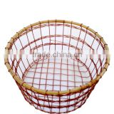 ROUND COPPER WIRE BAMBOO FRUIT VEGETABLE BASKET DECORATIONS