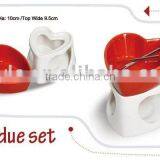 Heart-shape Fondue Set With 4pcs Forks and Candle thumbnail-1