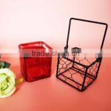 Graceful Red Mercury Square Glass Candle Holder With Black Metal Stand thumbnail-5