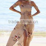 Floral Print off Shoulder Holiday Maxi Dress Latest Design Woman Maxi Dress thumbnail-5