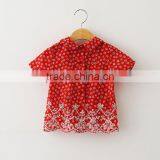 Hot Sale Turn-down Collar Floret Print Embroidery Fabric Baby Girls Top Design With Button thumbnail-2