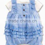 2017 Wholesale Stripe Newborn Baby Clothes Organic Cotton Childrens Boutique Ruffle Clothing Toddler Romper thumbnail-2